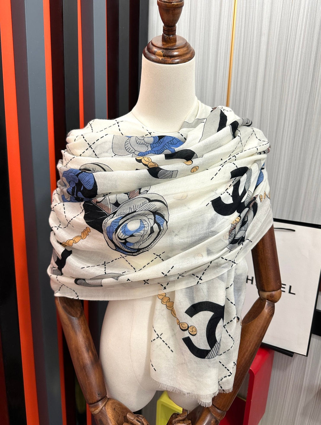 CC Floral Double C Cashmere Long Scarf 828807