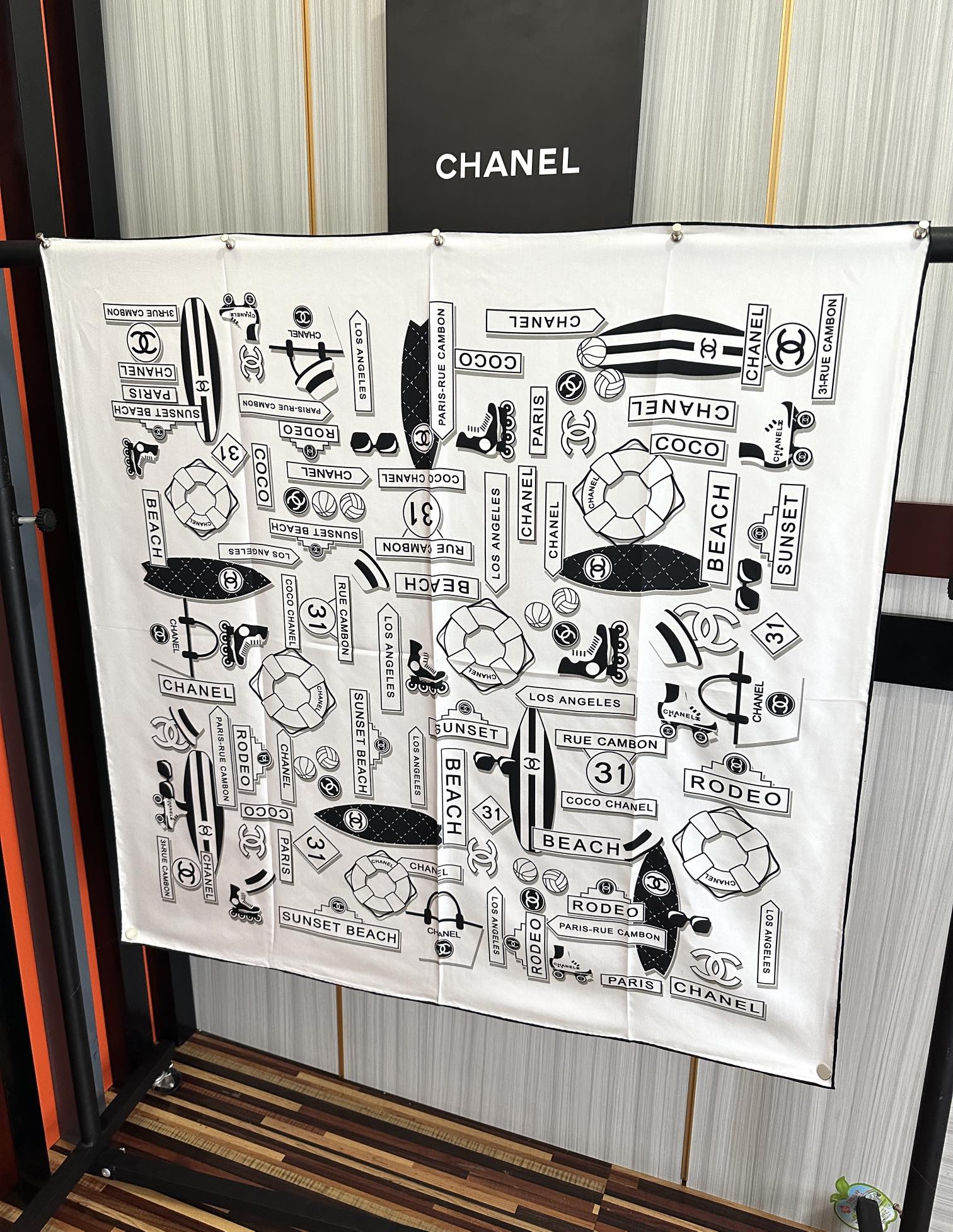 CC Square 90cm White Silk Scarf 828802