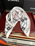 CC Square 90cm Pink White Silk Scarf 828798