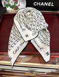 CC Square 90cm Double C White Silk Scarf 828790