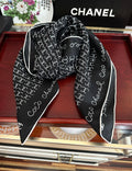 CC Square 90cm Double C Black Silk Scarf 828789