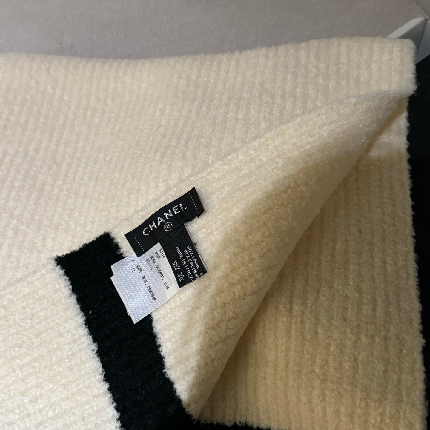 CC Knitted Long Scarf 170cm White Cashmere 828768