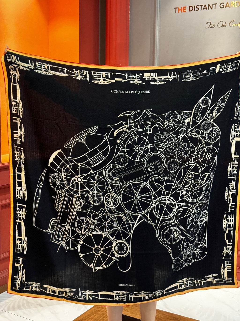HM Double-Sided Square Scarf 140cm Black Cashmere 828710