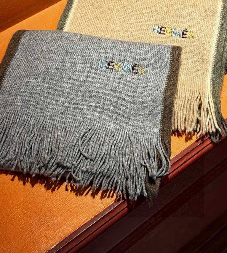 HM Knitted Long Scarf 180cm Gray Cashmere 828645
