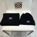 Hermes Classic Hat & Scalf Set Black Rabbit Fur 980201