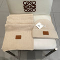 Hermes Classic Hat & Scalf Set Cream Rabbit Fur 980199