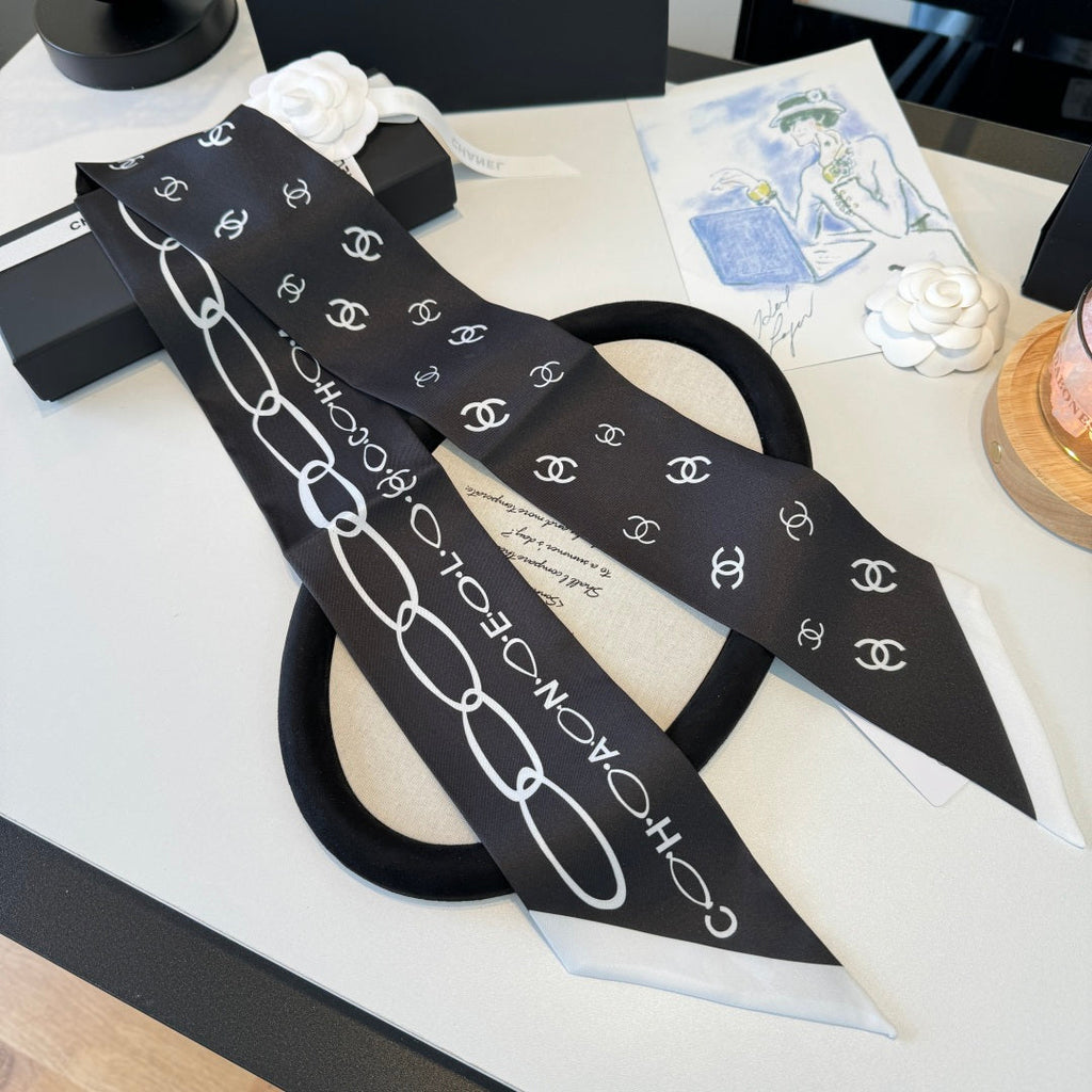 CC Twilly Mini Scarf Black Silk Twill 290520