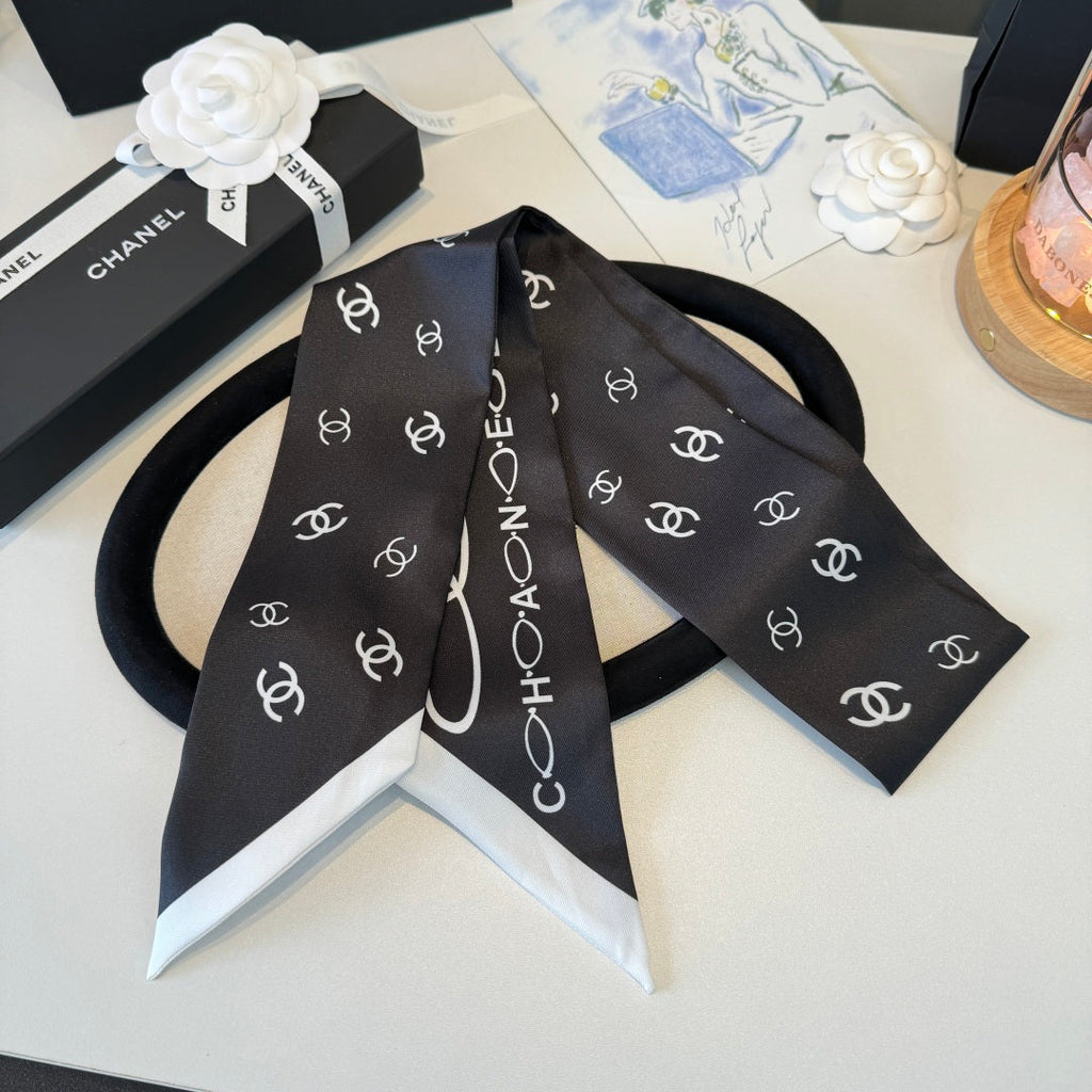 CC Twilly Mini Scarf Black Silk Twill 290520