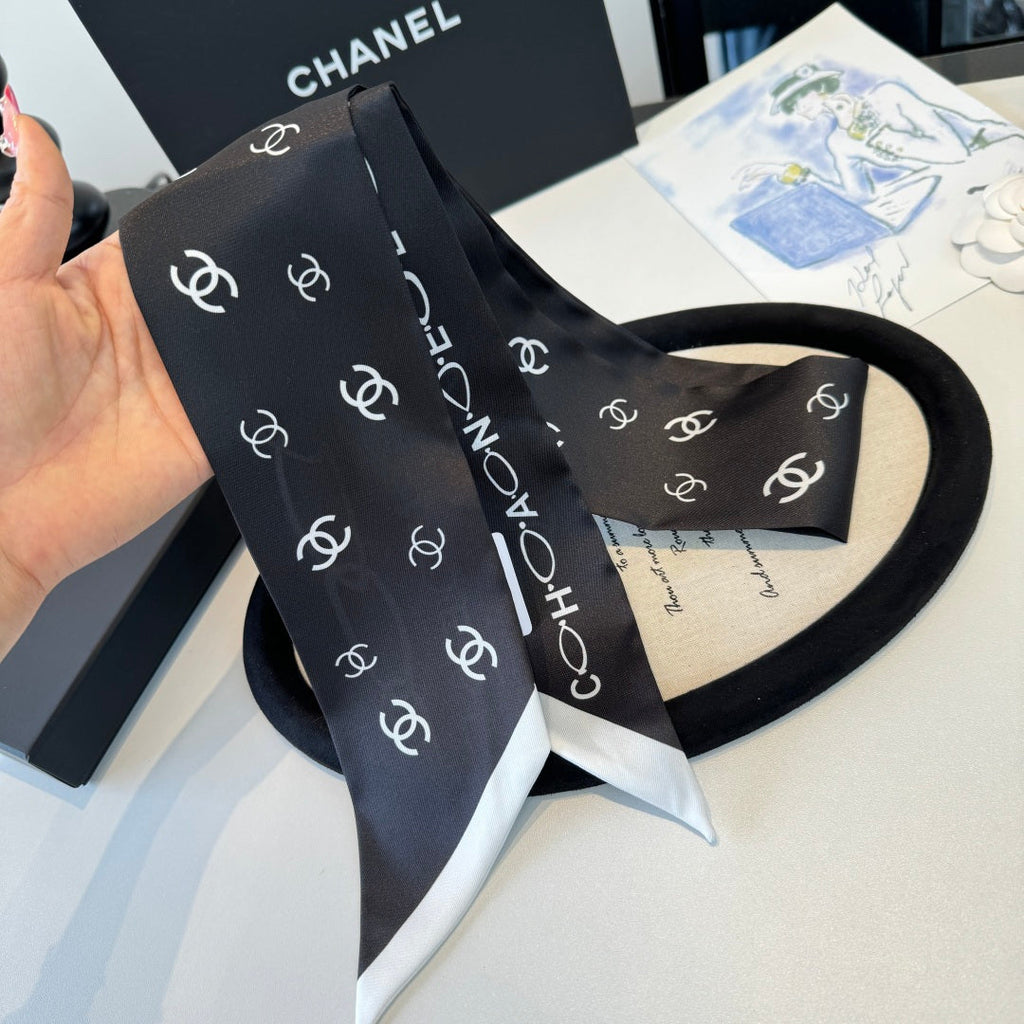 CC Twilly Mini Scarf Black Silk Twill 290520