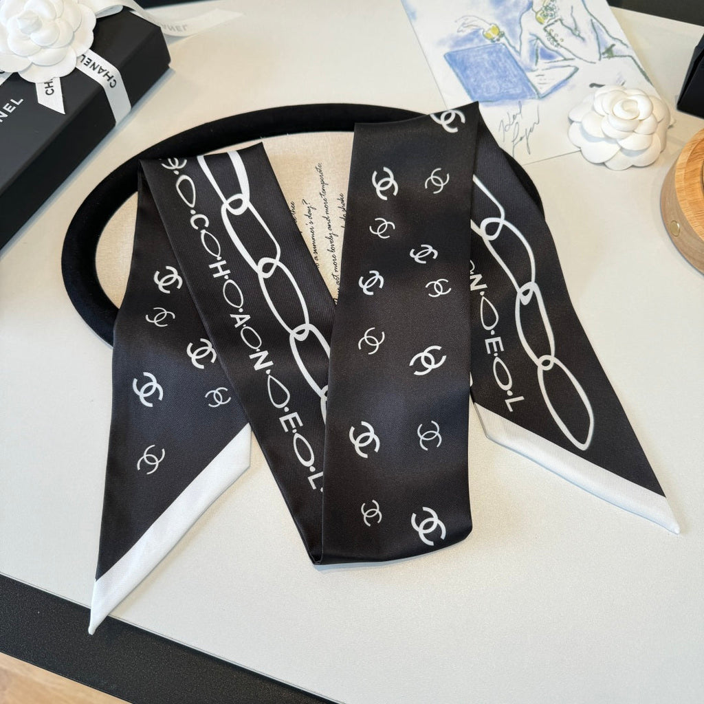 CC Twilly Mini Scarf Black Silk Twill 290520