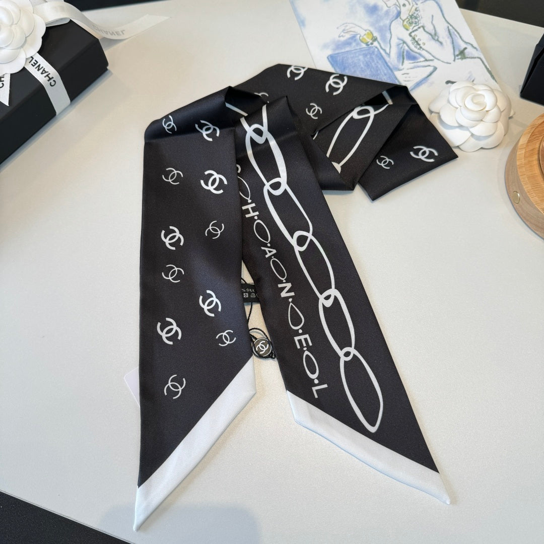 CC Twilly Mini Scarf Black Silk Twill 290520