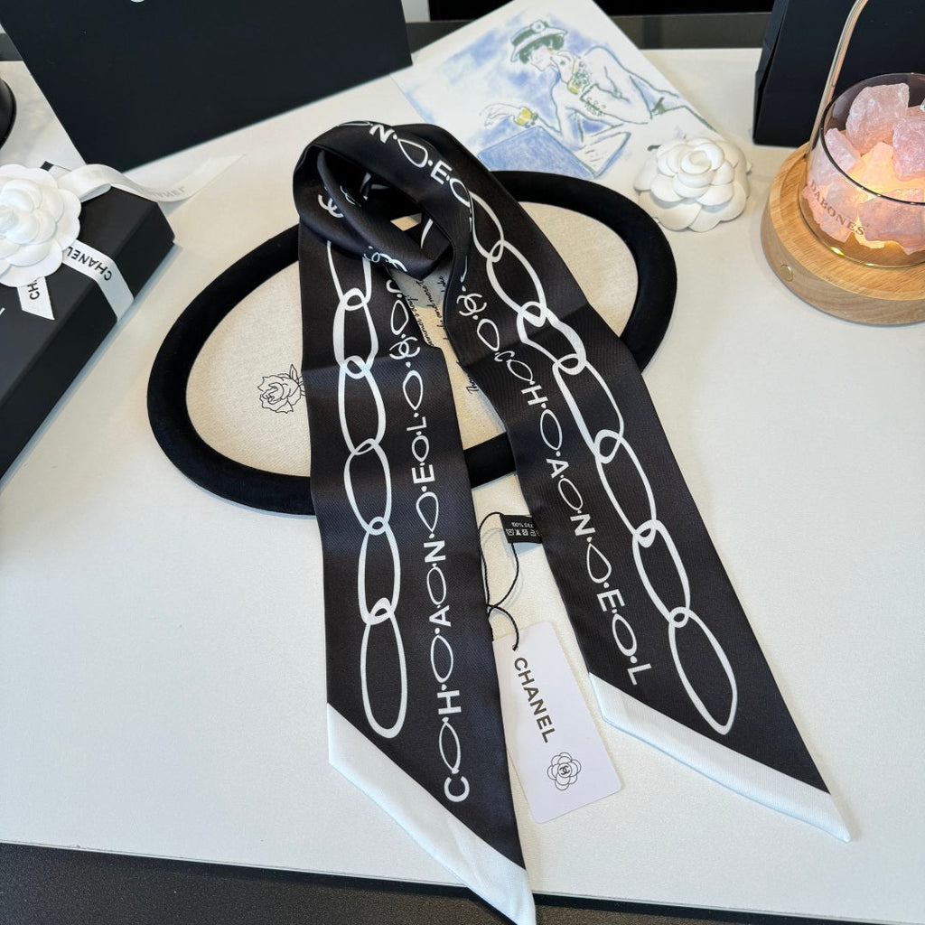 CC Twilly Mini Scarf Black Silk Twill 290520
