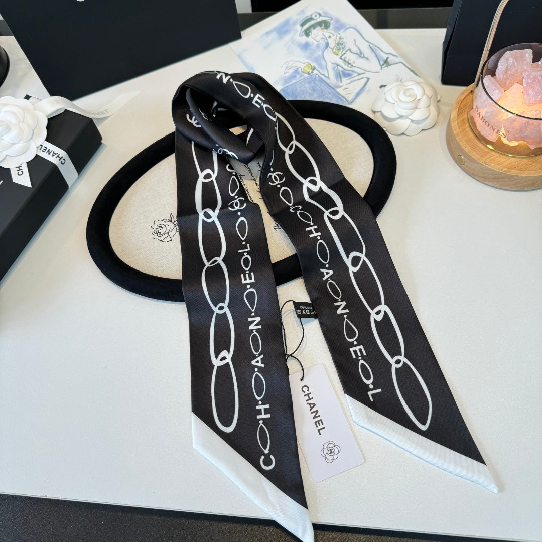 CC Twilly Mini Scarf Black Silk Twill 290520