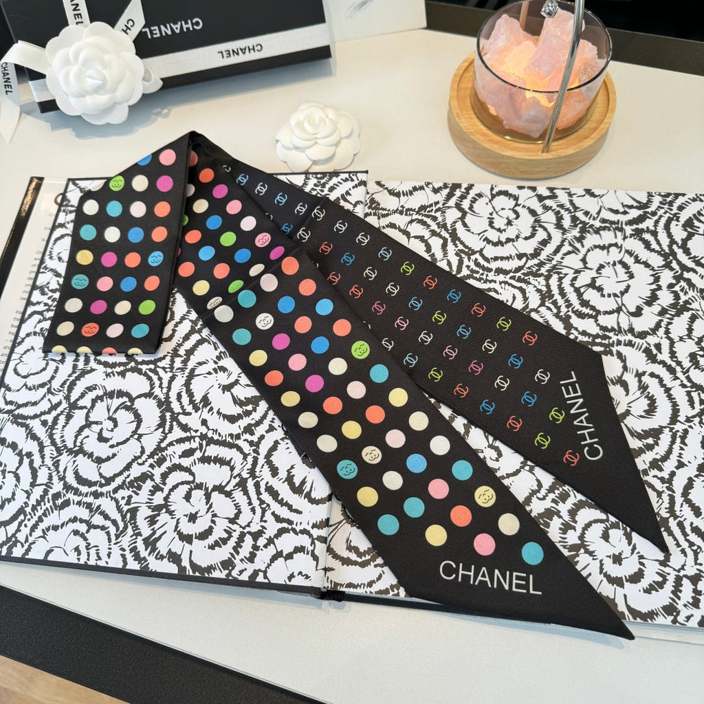 CC Twilly Mini Scarf Black Multicolor Silk 280925