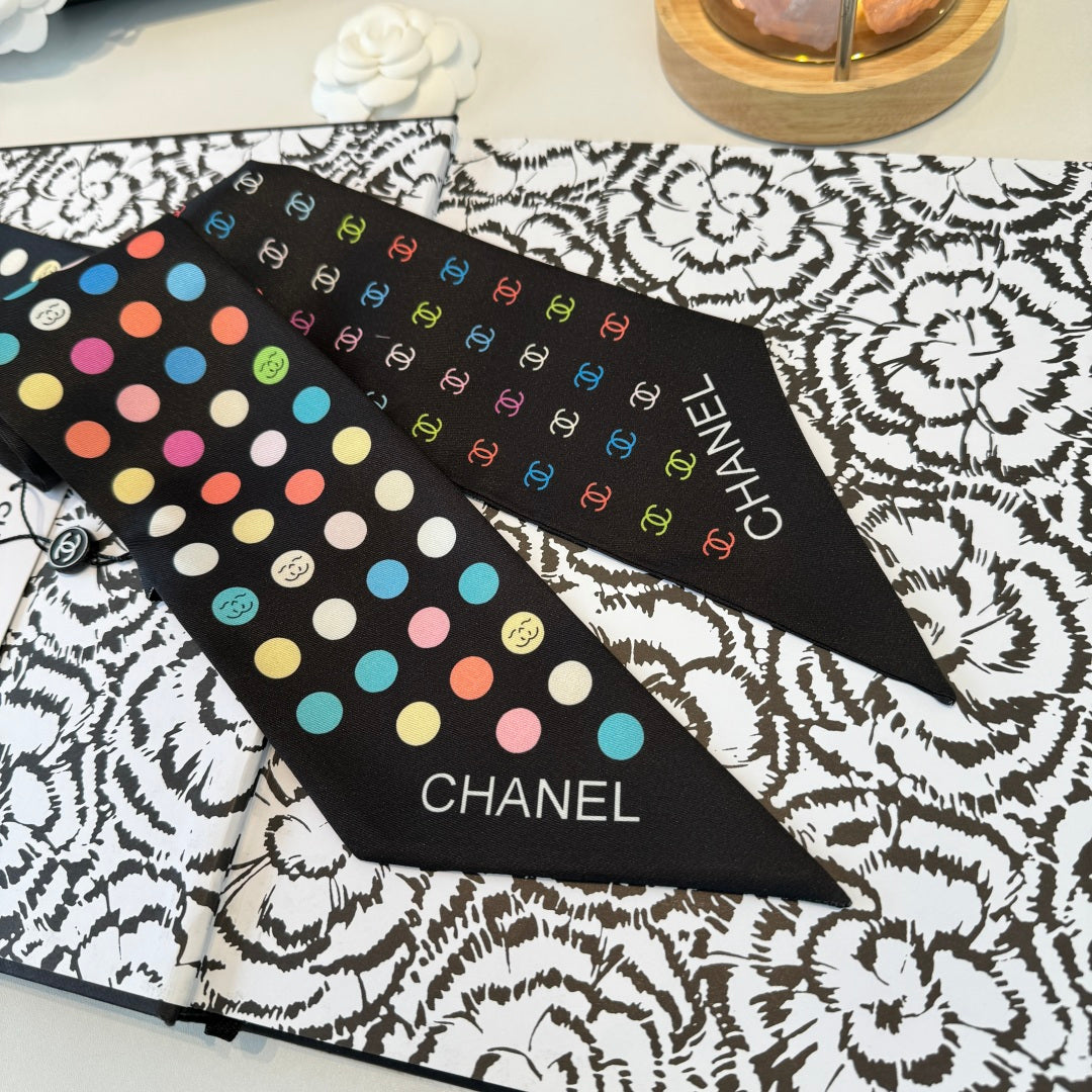 CC Twilly Mini Scarf Black Multicolor Silk 280925