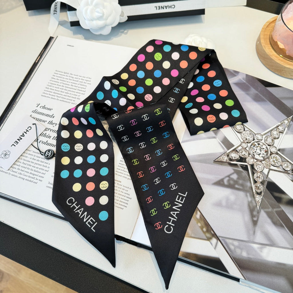 CC Twilly Mini Scarf Black Multicolor Silk 280925