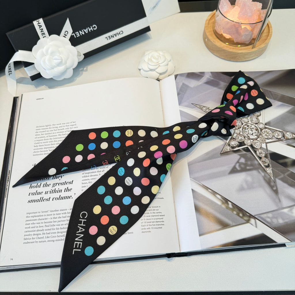 CC Twilly Mini Scarf Black Multicolor Silk 280925
