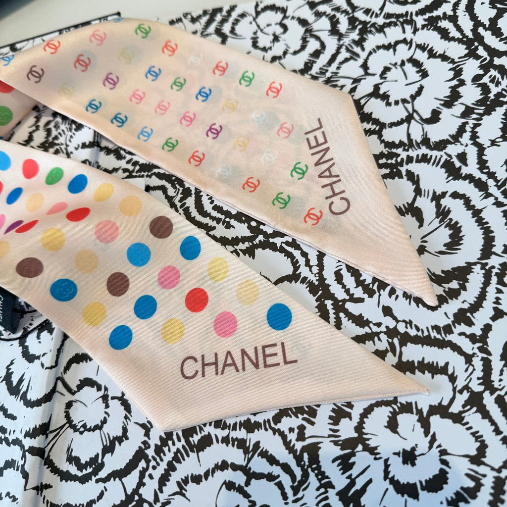 CC Twilly Mini Scarf Begie Multicolor Silk 280924