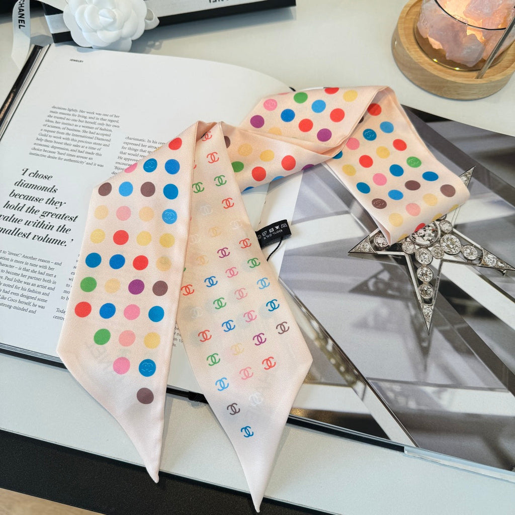 CC Twilly Mini Scarf Begie Multicolor Silk 280924