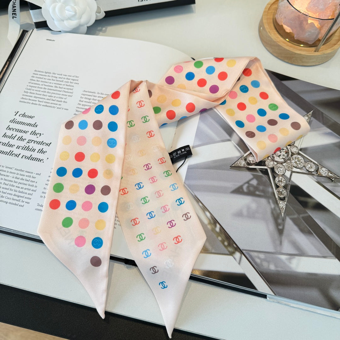 CC Twilly Mini Scarf Begie Multicolor Silk 280924