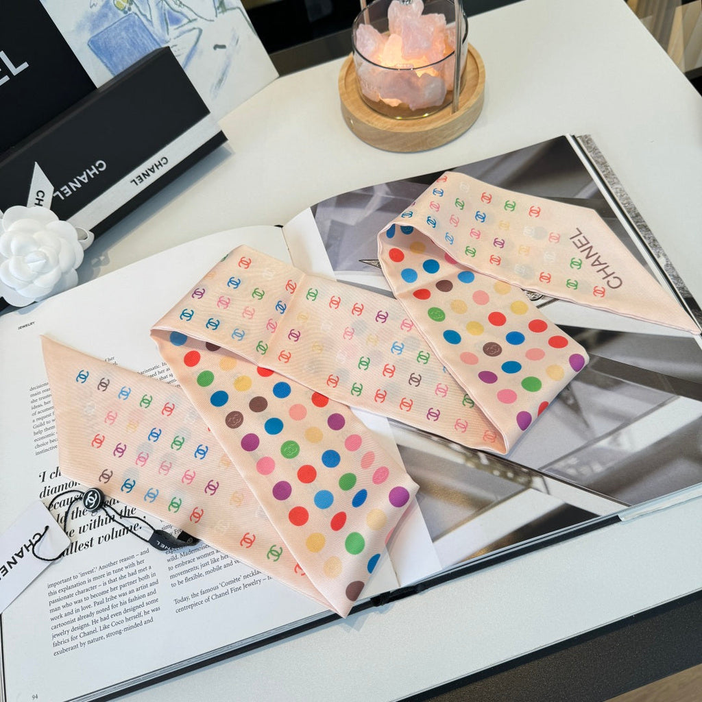 CC Twilly Mini Scarf Begie Multicolor Silk 280924