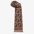 FF Jacquard 180CM Scarf Brown Wool 103256