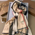 SCARF 200 CM IN CAMEL BEIGE MIX BLACK CASHMERE 394728
