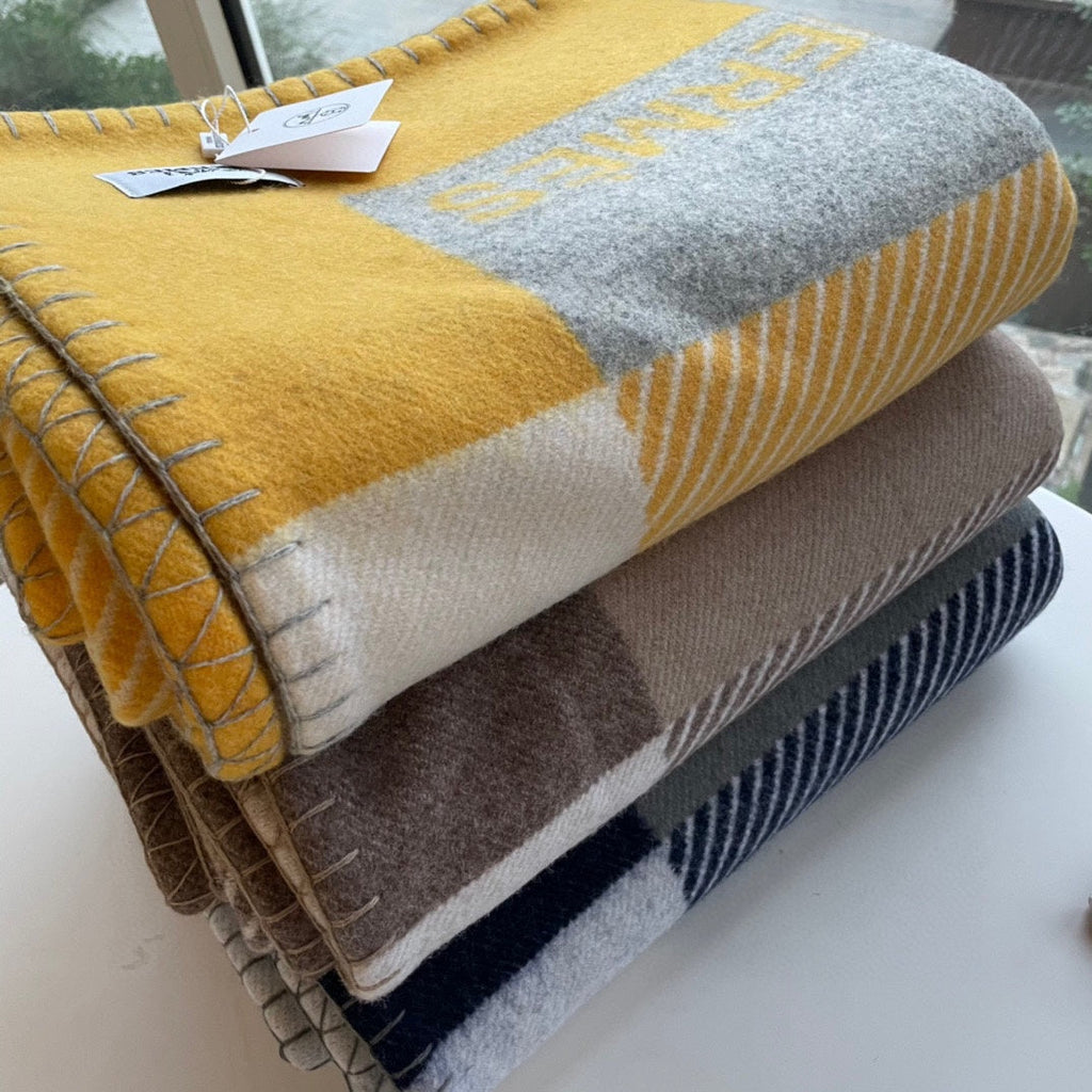 HM Riviera Blanket Yellow White Wool Cashmere