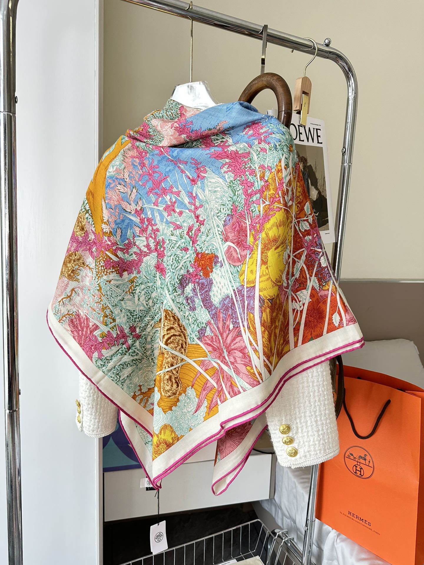 Retourala Nature Hermes Scarf 140 CM Turquoise Colorful Silk