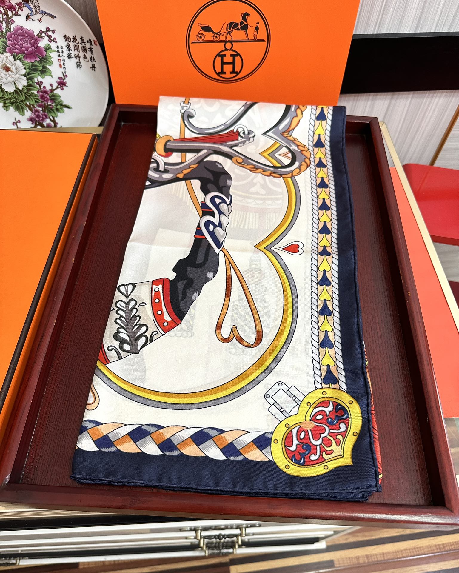 Carré Harnais De Cœur Scarf 90 CM In Colorful Silk  236222