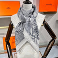 Faubourg Tropical Scarf 135 CM Grey White Cashmere And Silk