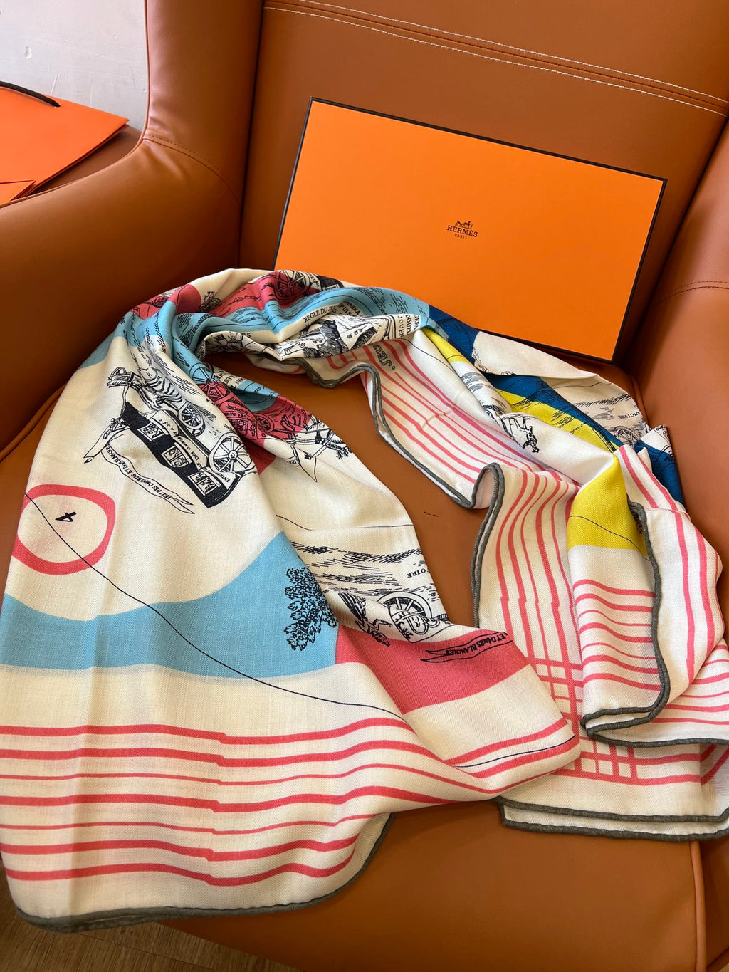 Square Scarf 140 CM In White Pink Colorful Cashmere And Silk 327520