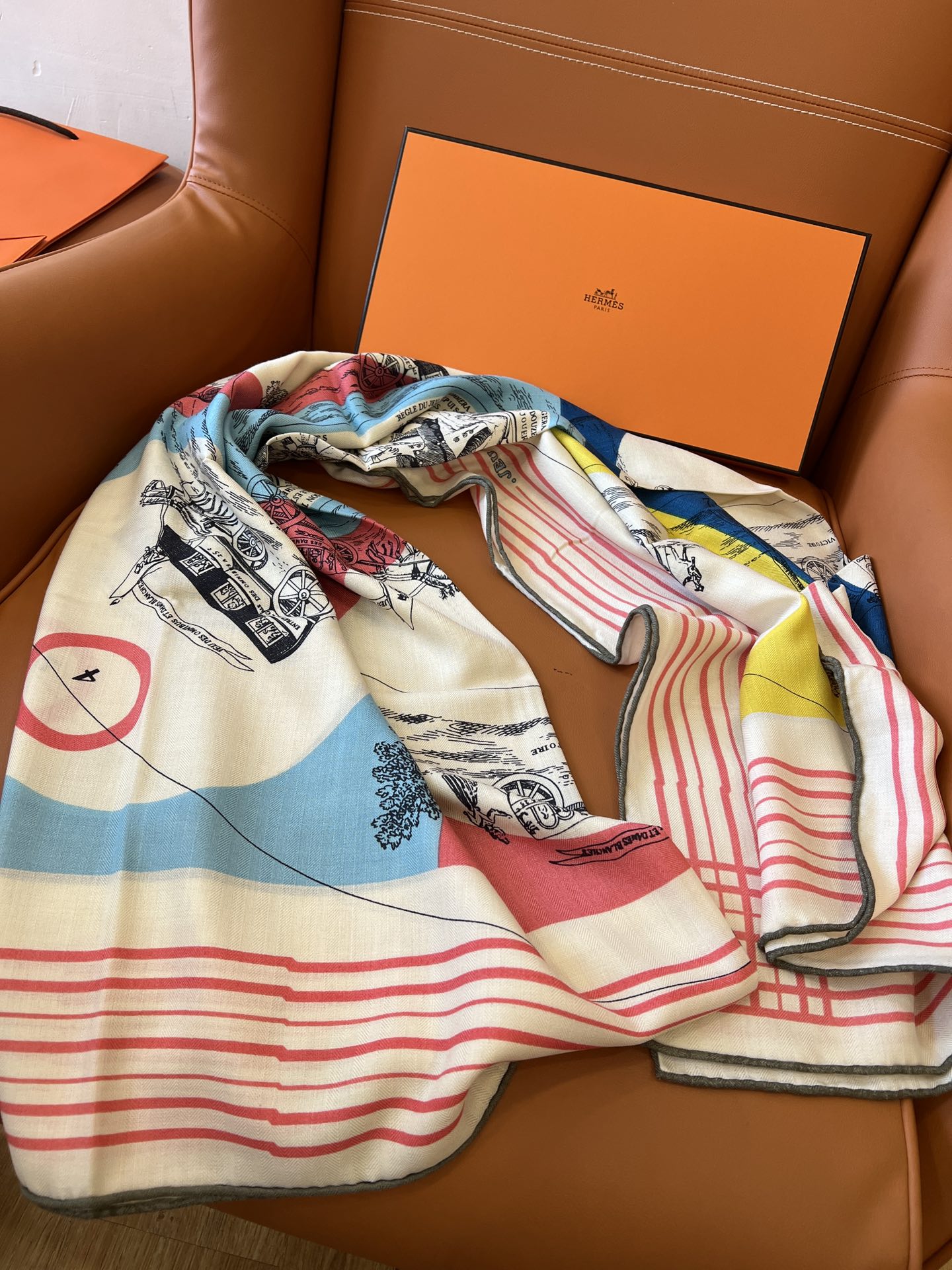 Square Scarf 140 CM In White Pink Colorful Cashmere And Silk 327520