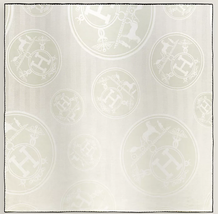 Hermes Libris Scarf 140 Ivory Cashmere Silk