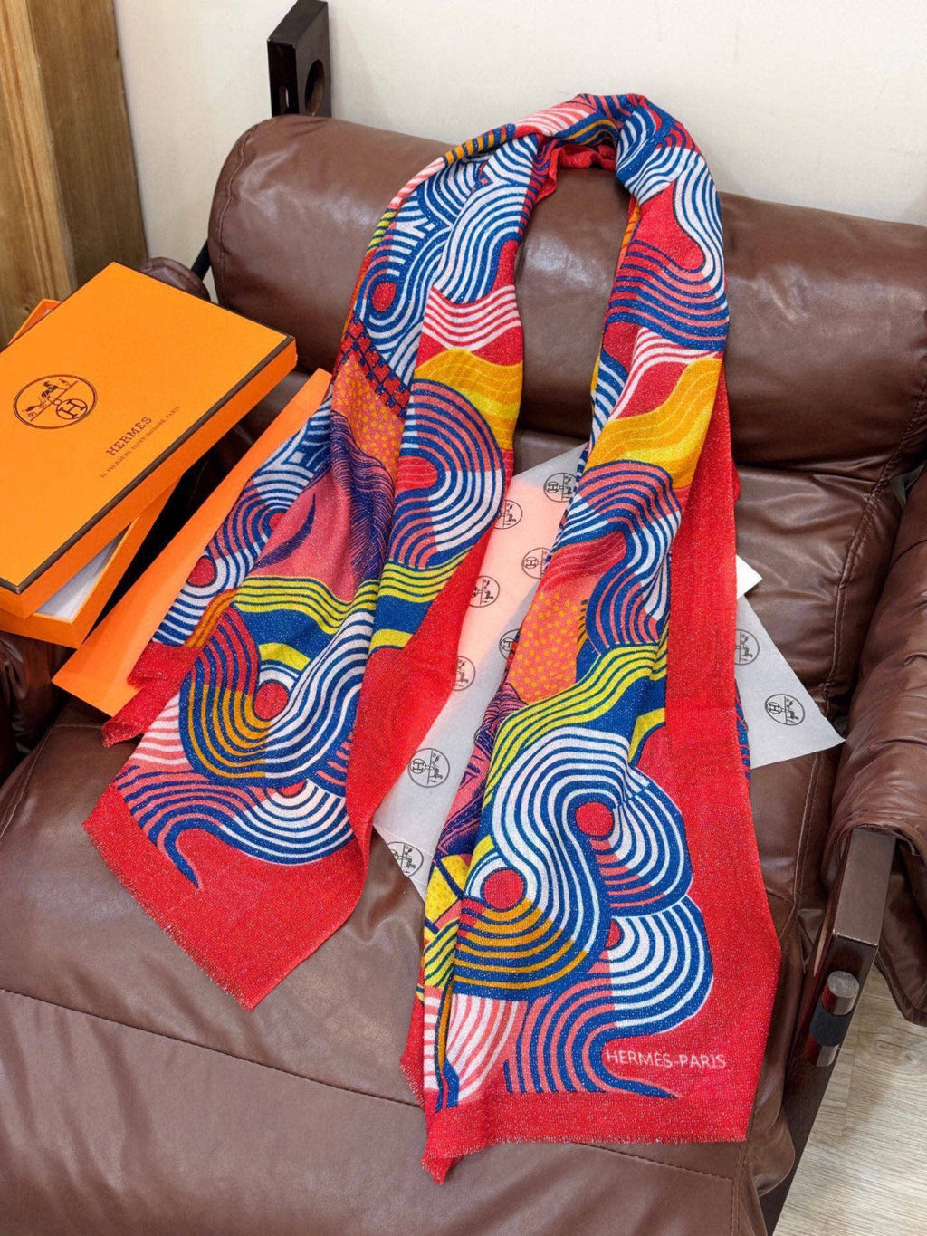 HM 25s Scarf 140cm Red Orange Cashmere 976205