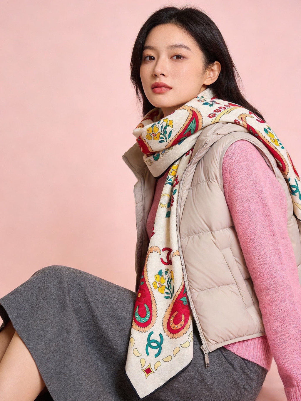 CC 26s Scarf 140 In Cashmere Silk 306130