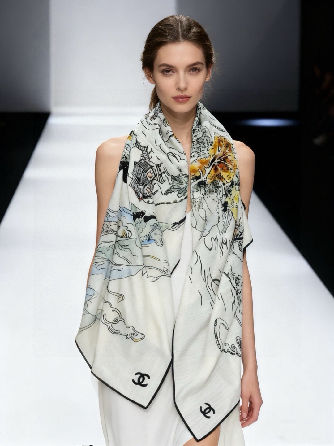 CC 26s Scarf 140 In Cashmere Silk 309324