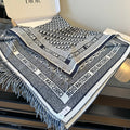 CD Jacquard Logo Scarf 140CM Dark Blue Wool Cashmere 293334