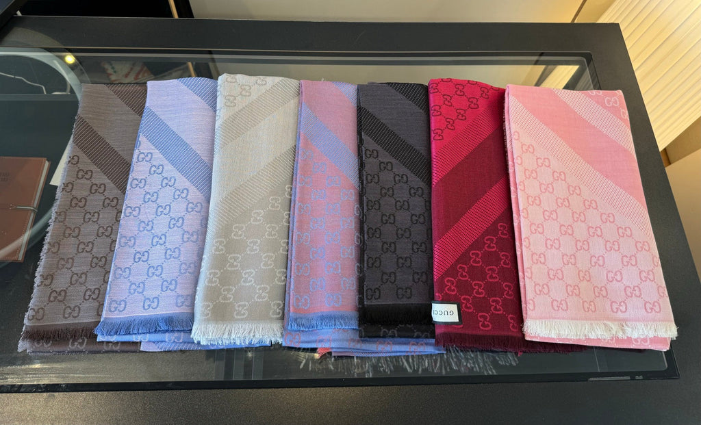 GG Scarf 140CM Blue Pink Twill Silk 293464
