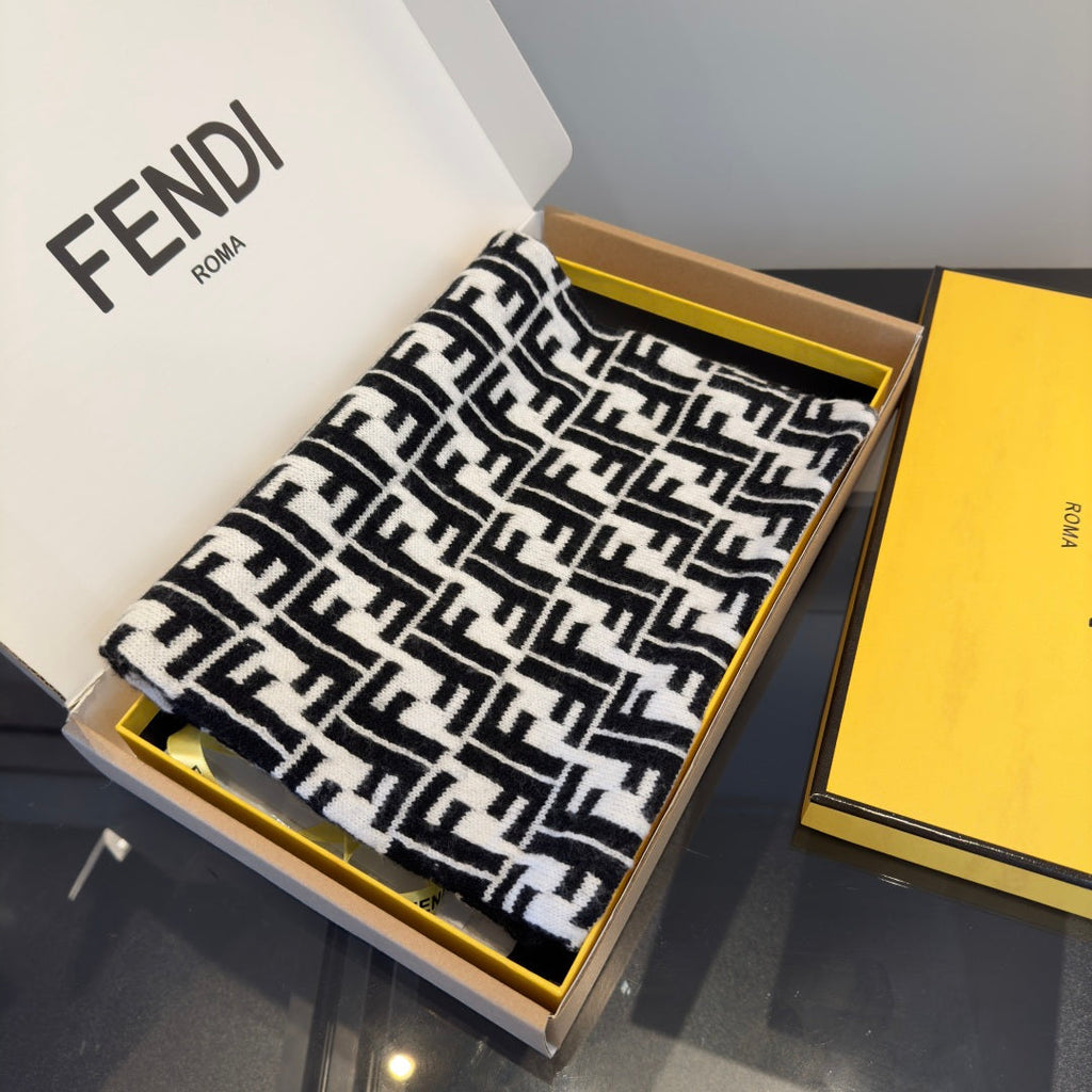 FF 180CM Two-tone White Black Wool Cashmere 103885