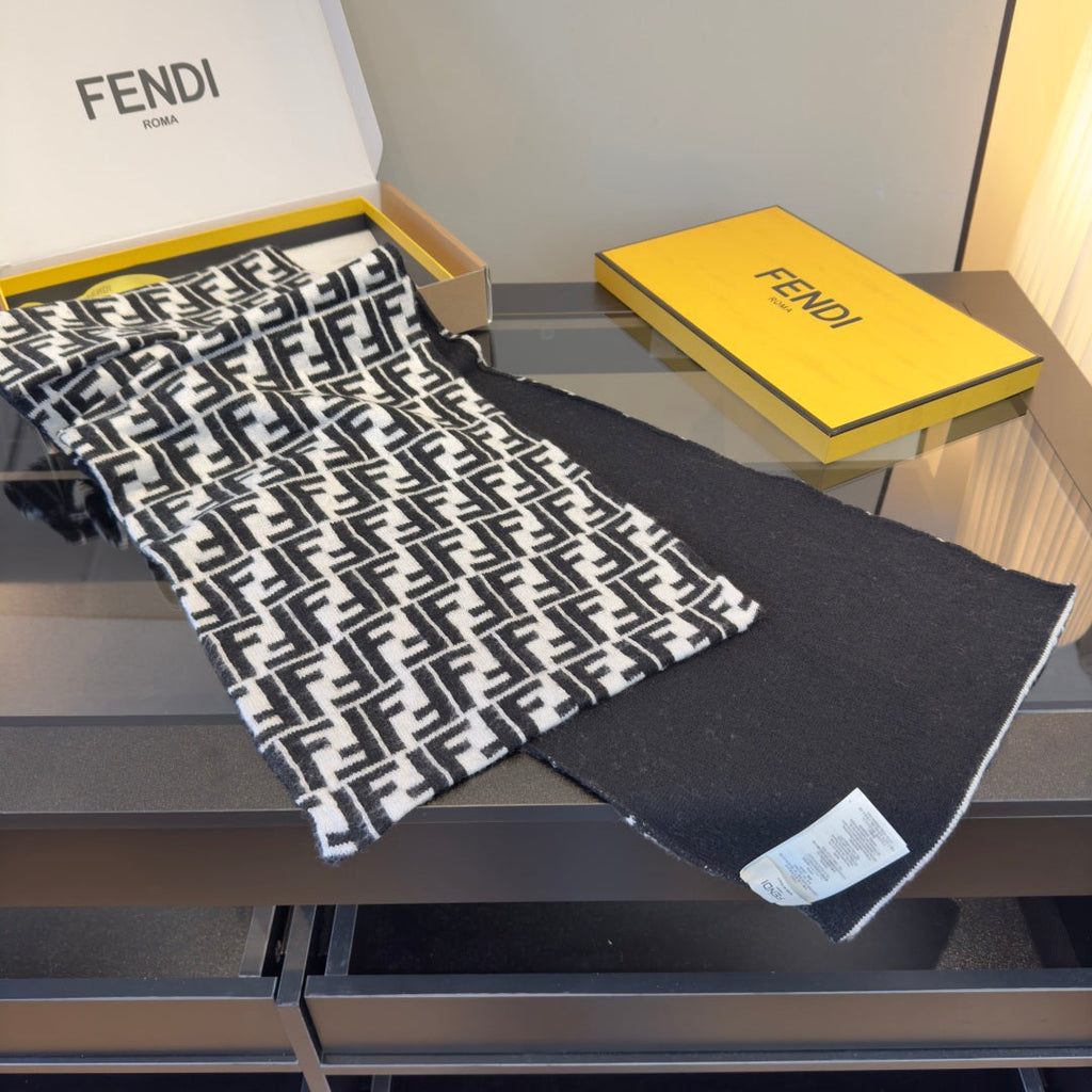 FF 180CM Two-tone White Black Wool Cashmere 103885
