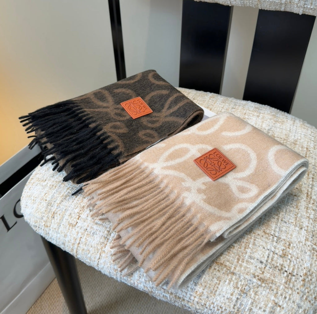 Loewe Scarf 180CM Black Brown Wool-blend 100121