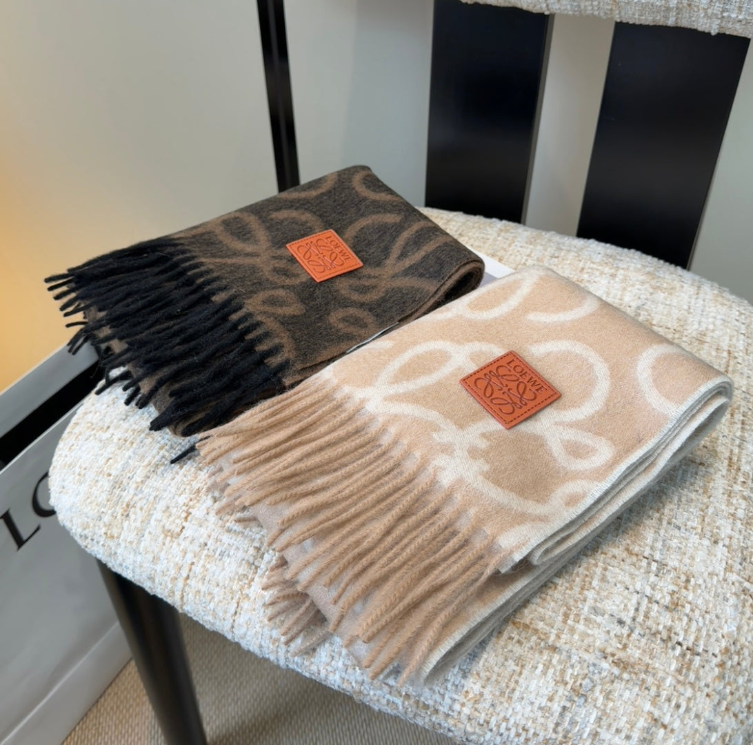Loewe Scarf 180CM Black Brown Wool-blend 100121