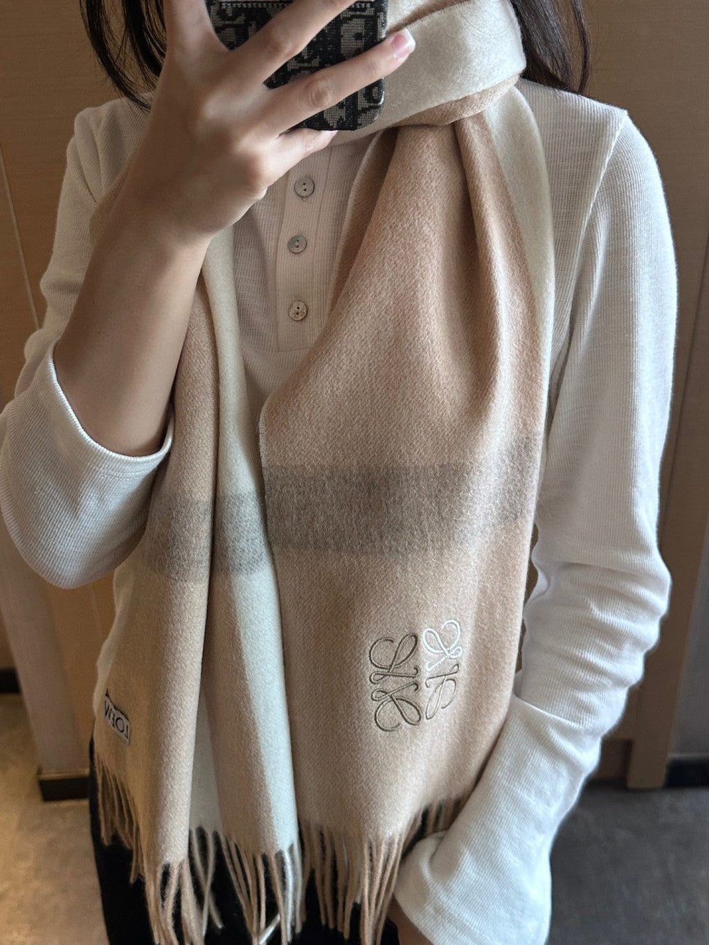 Loewe Scarf 180CM Beige Cashmere 969481