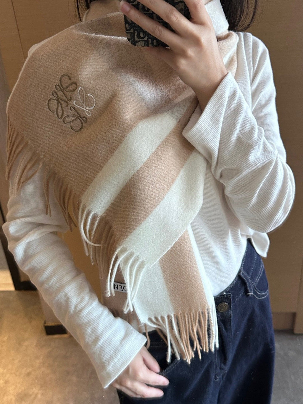Loewe Scarf 180CM Beige Cashmere 969481