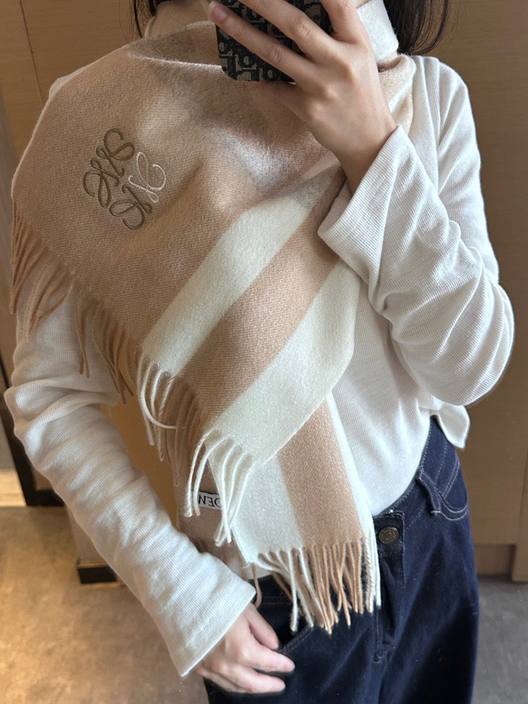 Loewe Scarf 180CM Beige Cashmere 969481