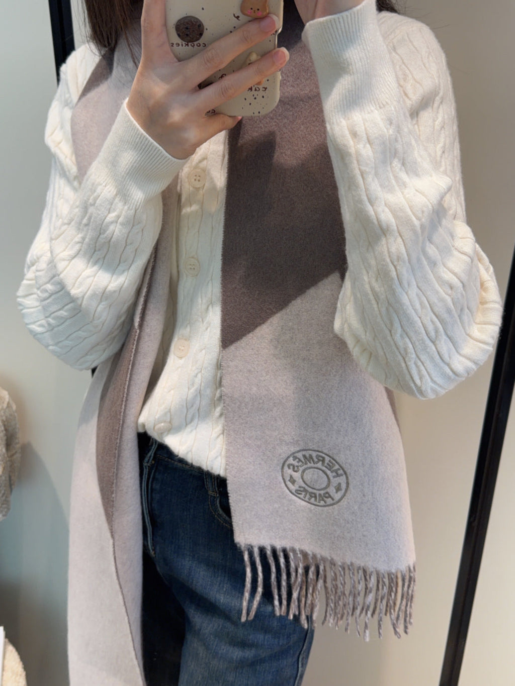HM Scarf 190 CM Dark Gray Wool 969498