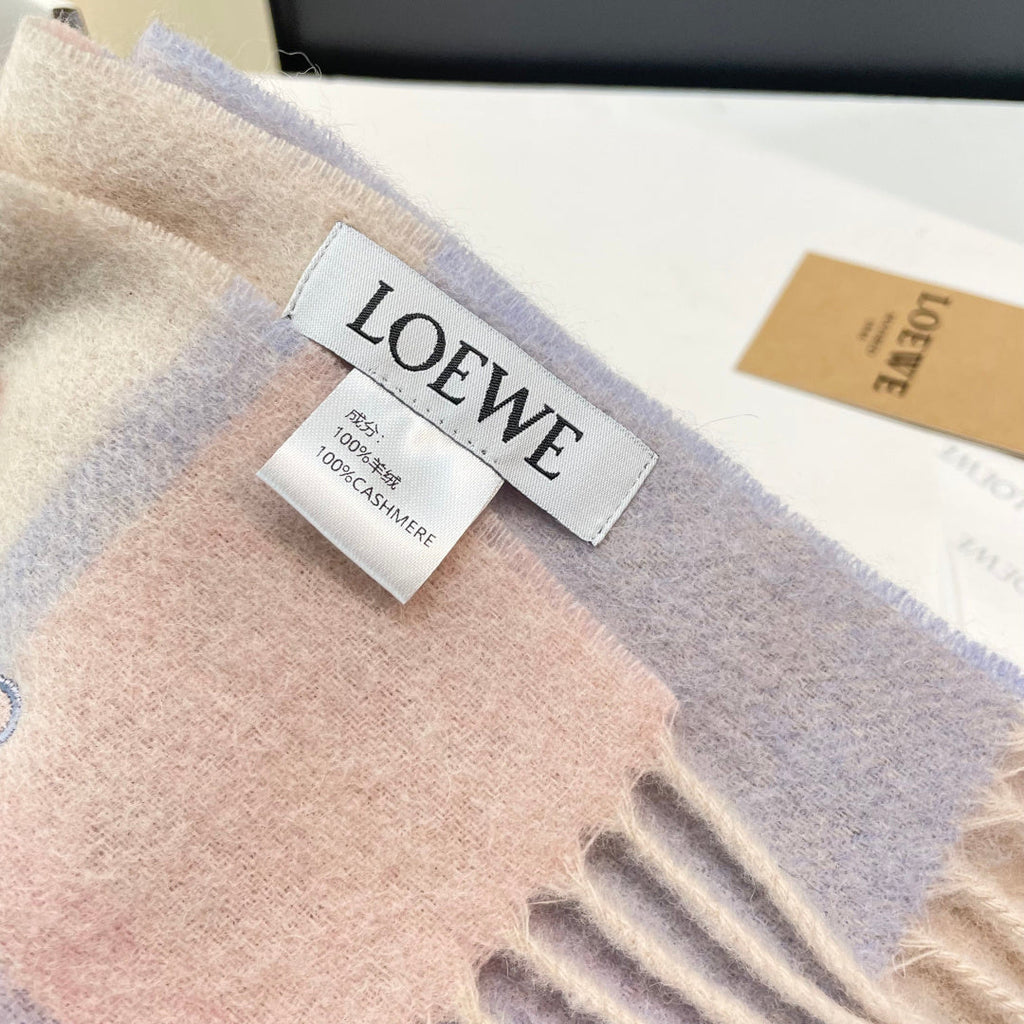 Loewe Scarf 180CM Light Blue Beige Cashmere 969304