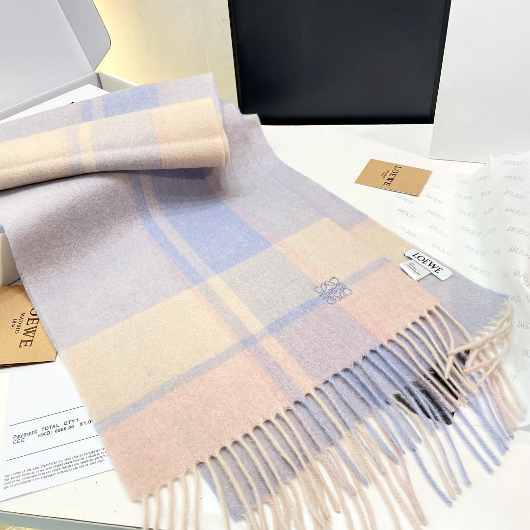 Loewe Scarf 180CM Light Blue Beige Cashmere 969304