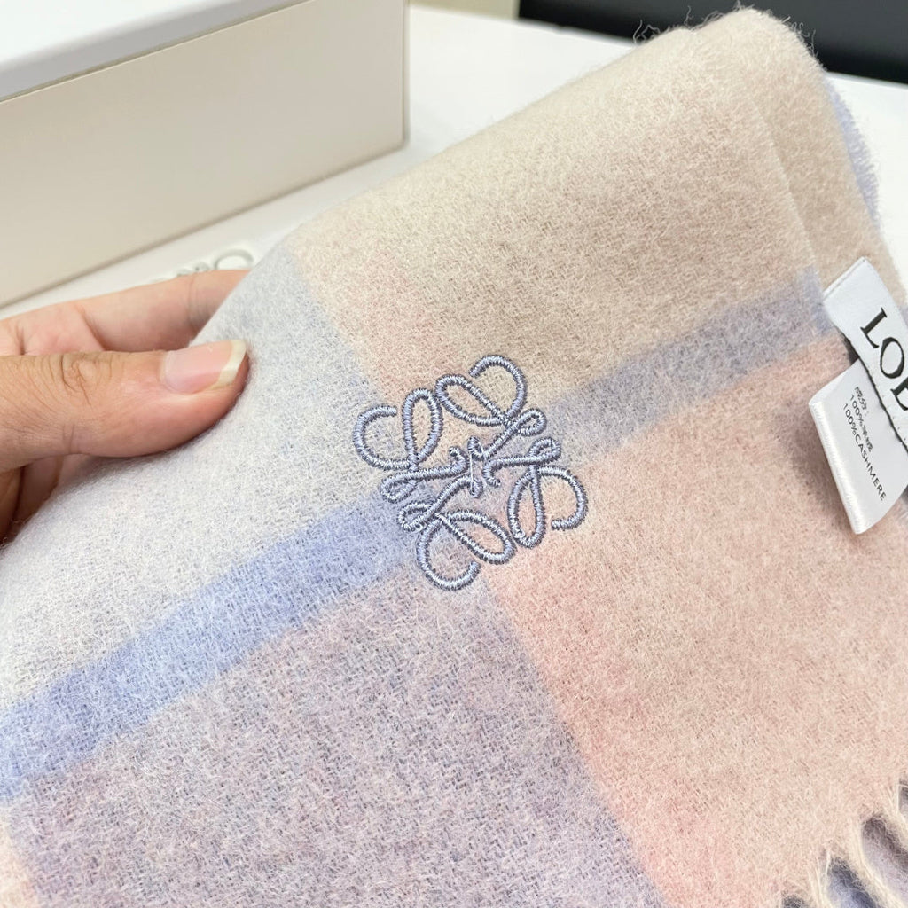 Loewe Scarf 180CM Light Blue Beige Cashmere 969304
